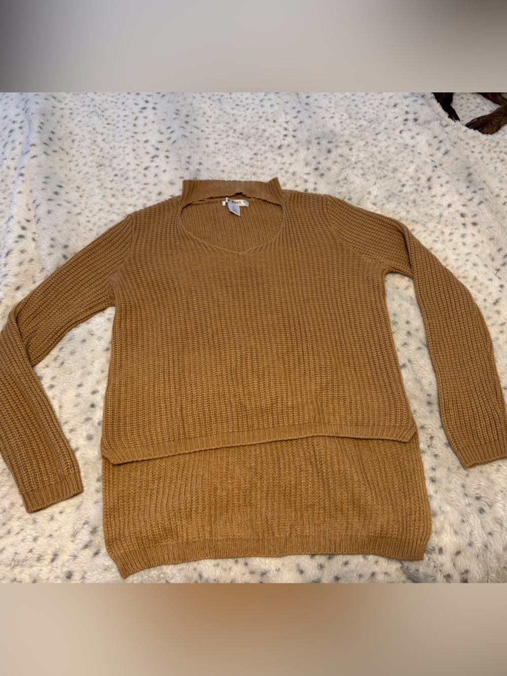 Say What? Camel Ribbed Crew Neck Sweater